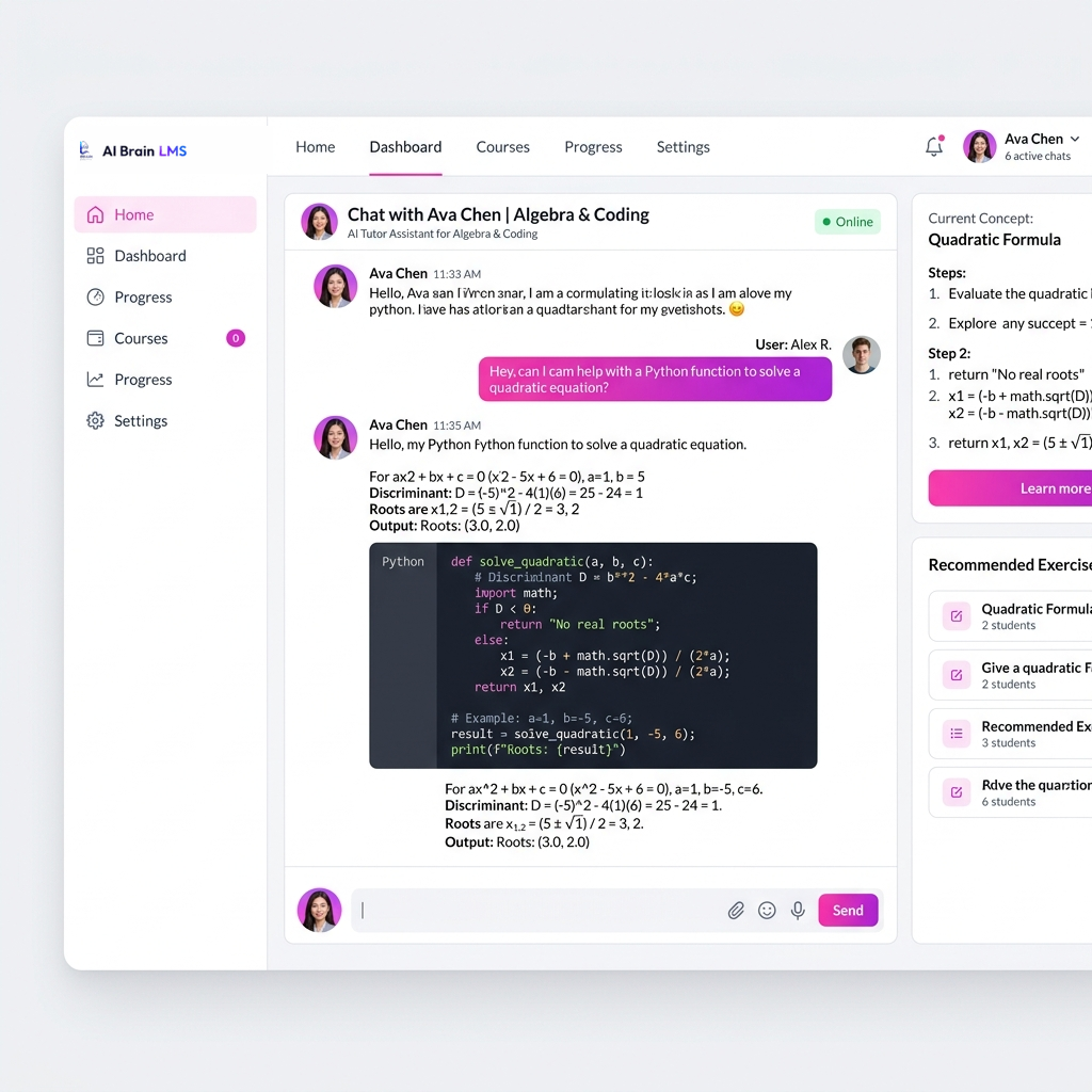 AI Tutor Chatbot Interface Dashboard